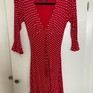 Misguided red and white polka dot dress